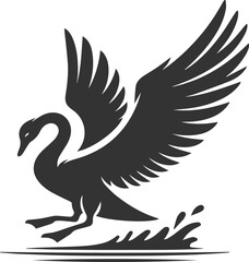 Wild bird black vector silhouette of a swan