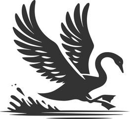 Obraz premium Wild bird black vector silhouette of a swan