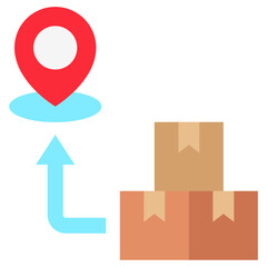 Route flat color, mini illustration icon. use for modern concept, print, UI, UX kit, web and app development. Vector related to sales, logistic and ecommerce