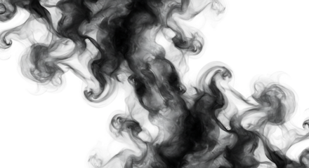 Abstract Black Smoke Swirl Diagonal Flow On Transparent Background

