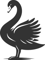 Fototapeta premium Wild bird black vector silhouette of a swan