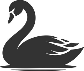Wild bird black vector silhouette of a swan