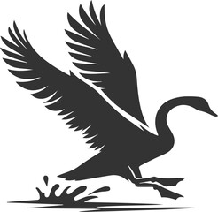 Wild bird black vector silhouette of a swan