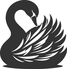 Obraz premium Wild bird black vector silhouette of a swan