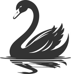 Wild bird black vector silhouette of a swan