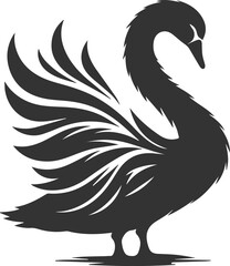 Obraz premium Wild bird black vector silhouette of a swan
