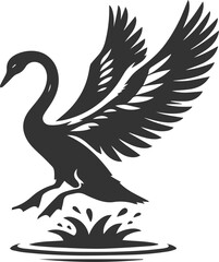 Wild bird black vector silhouette of a swan