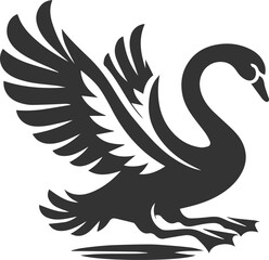 Wild bird black vector silhouette of a swan