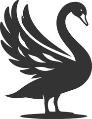 Wild bird black vector silhouette of a swan