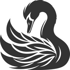 Wild bird black vector silhouette of a swan