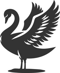 Wild bird black vector silhouette of a swan