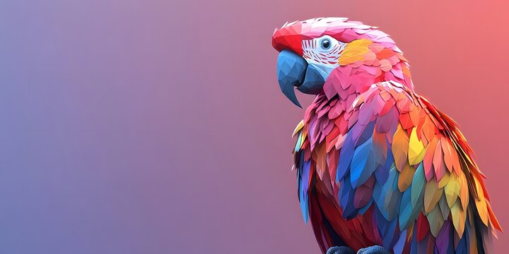 Vibrant, colorful parrot design in a digital art piece