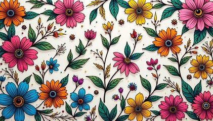 Intricate line art floral design, endlessly repeating, floral, graphics, botanical