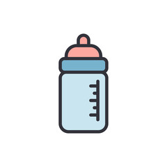 Iconic Baby Bottle With Soft Color Palette On Transparent Backdrop