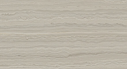 A close up view of a beige travertine stone slab with horizontal lines and subtle color variations
