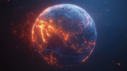 Obraz premium Fiery and Icy Planet: A Digital Visualization of Global Climate Change
