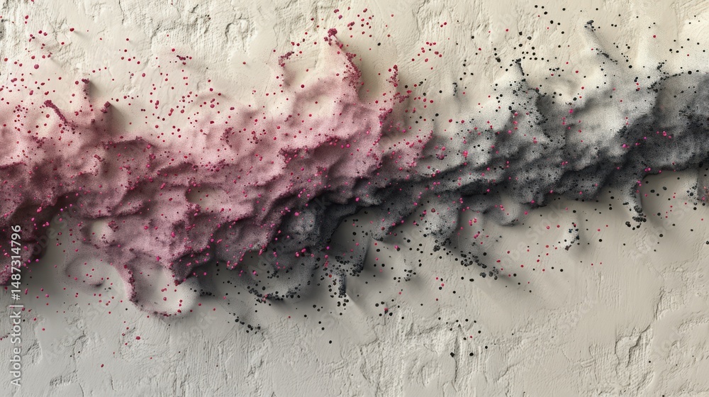 Fototapete subtle grainy gradient background blending warm beige into deep black, with delicate pastel pink fle