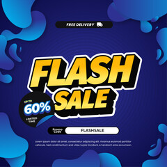 Flash Shopping Sale discount deals mix dynamic blue gradient Editable text effect Fluid Background promotion banner template