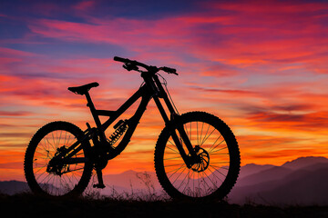 Obraz premium 015-043-269-u8969375333_Silhouette_of_a_mountain_bike_against_a_vibrant_s_f3a054aa-b906-4a30-94a6-7cac7e15e298_0
