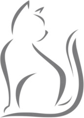 Minimal Cat Design in Flat Style