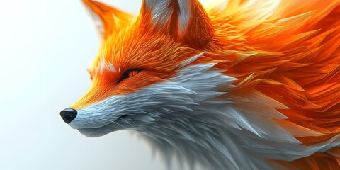 Obraz premium Detailed digital rendering of a stylized fox head.