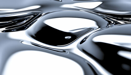 Abstract image of flowing, reflective liquid metal; sleek, modern, and dynamic texture. Ideal for tech, design, or luxury branding.