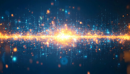 Obraz premium Abstract digital background image featuring glowing particles and lines, ideal for technology, data, and network concepts.