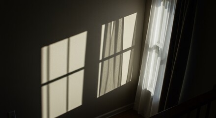 Sunlight Shadow Play on Wall Through Sheer Curtain