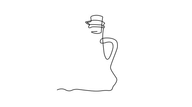 Abstract bottle with olive. Self drawing animation one continuous line draw, logo