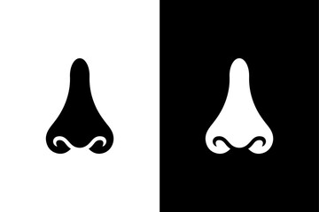 Black Nose Silhouette Minimal Human Nose Vector Icon in B&W.