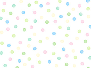 Watercolor polka dots spring pattern transparent background (not seamless)	