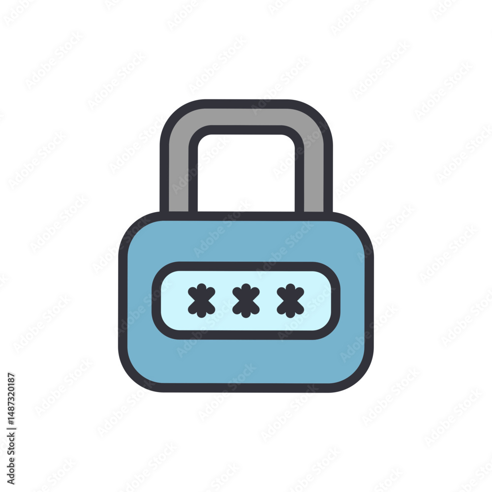 Poster stylized representation of security lock with password protected access