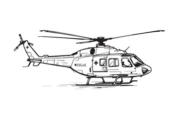 Fototapeta premium Helicopter line art 