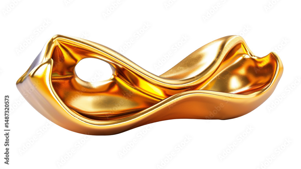 Aufkleber golden abstract shape with smooth curves and a hole in the center, design