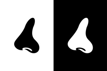 Human Nose Silhouette Vector Icon Black and White Medical Design.