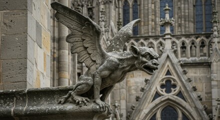 Obraz premium Grey Stone Gargoyle on Cathedral Exterior