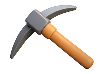 3D Cartoon Pickaxe Icon – Plastic Mining Tool Render for Game Design, UI, and App Graphics