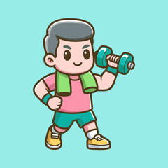 Fototapeta premium Cartoon Fitness Mascot Character Design in Bright Color for Gym Logo Workout Mascot Sport Community Branding Healthy Lifestyle Motivation Coaching Training Crossfit Powerlifting Illustration