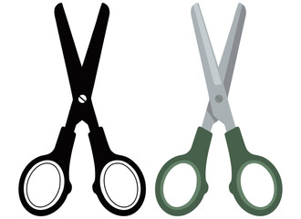 Vector Illustration Scissors Black Silhouette and Realistic