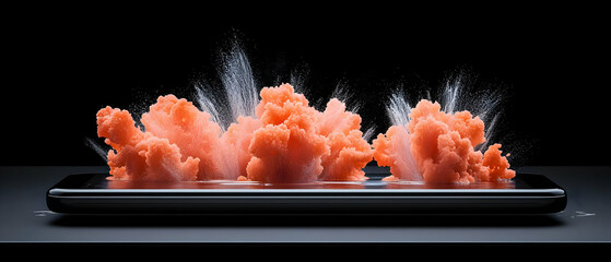 Abstract Coral Liquid Splash On Black Phone