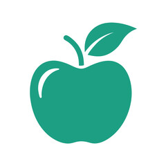 Simple green apple illustration representing healthy eating and fresh fruit on white background