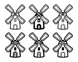 Renewable Energy Wind Turbine,  Clean Power  Minimal Black Silhouette set