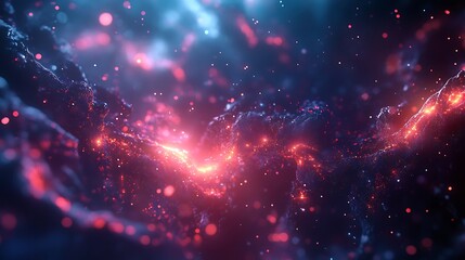 Dynamic tech network in vibrant glowing motion