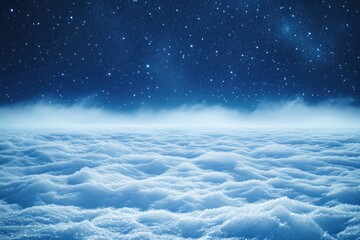 Vast expanse of snowy clouds under a starlit sky.