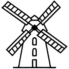  Wind Turbine Silhouette Outline
