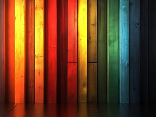 Fototapeta premium Colorful wooden wall, rainbow hues