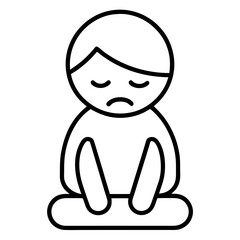 Mental Health Icon – Vector Drawing of Psychological Struggle
