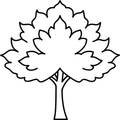 Maple Tree Line Art Vector – Simple Design for Seasonal Concepts