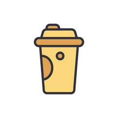 Stylized Icon Of A Disposable Coffee Cup For Beverages On-The-Go