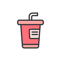 Stylized Soda Cup With A Straw And Label For Refreshment Concept